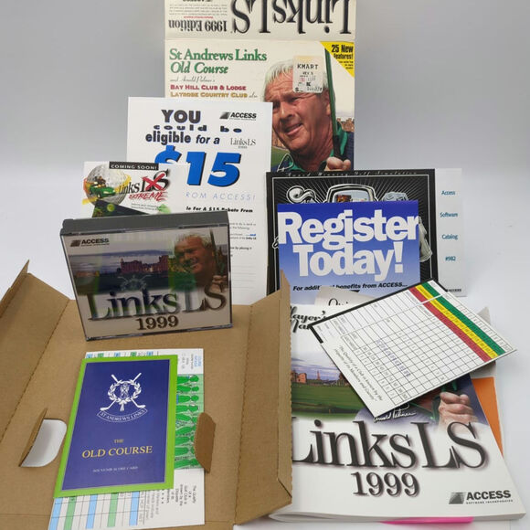 Links LS 1999 PC CD Big Box Arnold Palmer Golf St Andrews Video Game Complete - Picture 7 of 9